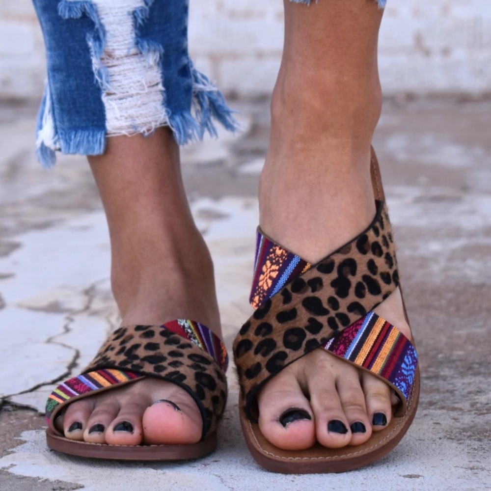 Very G Serape Leopard Sandals - Picture 5 of 13